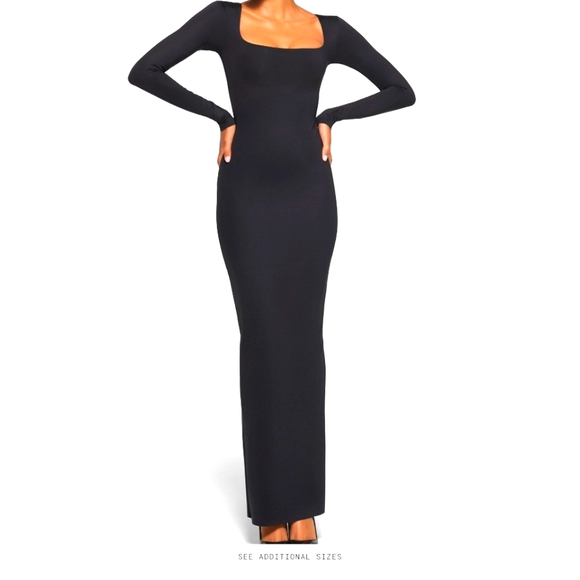 Black SKIMS Body Long Sleeve Long Slip Maxi Dress SIZE/M - Picture 2 of 3